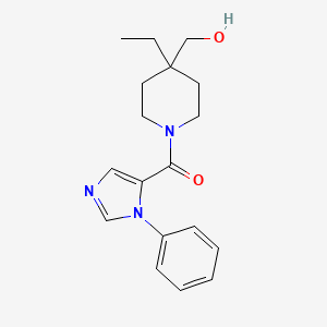 [4-Ethyl-4-(hydroxymethyl)piperidin-1-yl]-(3-phenylimidazol-4-yl)methanone