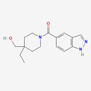 molecular formula C16H21N3O2 B6637318 [4-ethyl-4-(hydroxymethyl)piperidin-1-yl]-(1H-indazol-5-yl)methanone 