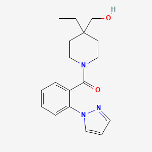 [4-Ethyl-4-(hydroxymethyl)piperidin-1-yl]-(2-pyrazol-1-ylphenyl)methanone