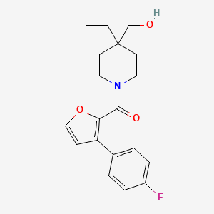 molecular formula C19H22FNO3 B6637332 [4-Ethyl-4-(hydroxymethyl)piperidin-1-yl]-[3-(4-fluorophenyl)furan-2-yl]methanone 