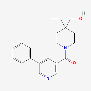 molecular formula C20H24N2O2 B6637338 [4-Ethyl-4-(hydroxymethyl)piperidin-1-yl]-(5-phenylpyridin-3-yl)methanone 