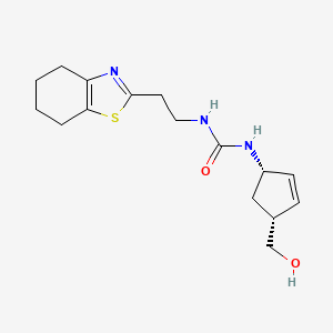 molecular formula C16H23N3O2S B6637385 1-[(1S,4R)-4-(hydroxymethyl)cyclopent-2-en-1-yl]-3-[2-(4,5,6,7-tetrahydro-1,3-benzothiazol-2-yl)ethyl]urea 