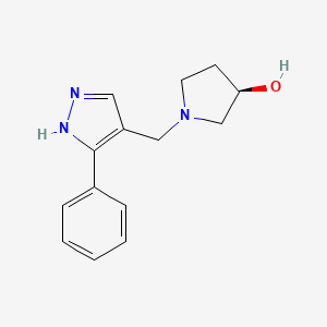 molecular formula C14H17N3O B6637431 (3R)-1-[(5-phenyl-1H-pyrazol-4-yl)methyl]pyrrolidin-3-ol 