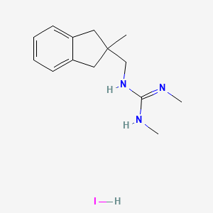 molecular formula C14H22IN3 B6637474 1,2-Dimethyl-3-[(2-methyl-1,3-dihydroinden-2-yl)methyl]guanidine;hydroiodide 