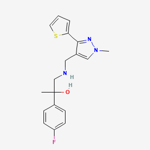 molecular formula C18H20FN3OS B6637495 2-(4-Fluorophenyl)-1-[(1-methyl-3-thiophen-2-ylpyrazol-4-yl)methylamino]propan-2-ol 