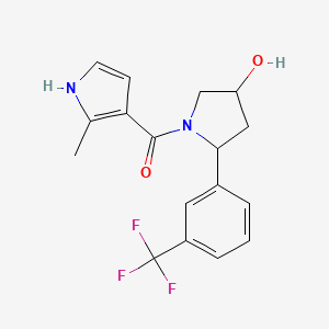 molecular formula C17H17F3N2O2 B6637504 [4-hydroxy-2-[3-(trifluoromethyl)phenyl]pyrrolidin-1-yl]-(2-methyl-1H-pyrrol-3-yl)methanone 