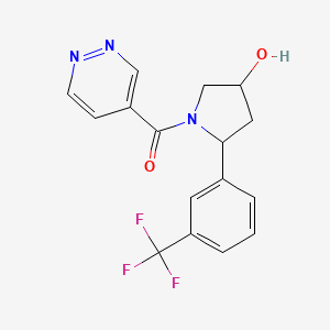 molecular formula C16H14F3N3O2 B6637505 [4-Hydroxy-2-[3-(trifluoromethyl)phenyl]pyrrolidin-1-yl]-pyridazin-4-ylmethanone 