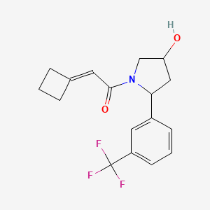 molecular formula C17H18F3NO2 B6637507 2-Cyclobutylidene-1-[4-hydroxy-2-[3-(trifluoromethyl)phenyl]pyrrolidin-1-yl]ethanone 