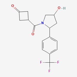 molecular formula C16H16F3NO3 B6637520 3-[4-Hydroxy-2-[4-(trifluoromethyl)phenyl]pyrrolidine-1-carbonyl]cyclobutan-1-one 