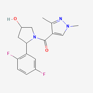 molecular formula C16H17F2N3O2 B6637544 [2-(2,5-Difluorophenyl)-4-hydroxypyrrolidin-1-yl]-(1,3-dimethylpyrazol-4-yl)methanone 