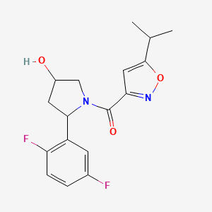 [2-(2,5-Difluorophenyl)-4-hydroxypyrrolidin-1-yl]-(5-propan-2-yl-1,2-oxazol-3-yl)methanone