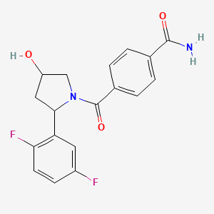 molecular formula C18H16F2N2O3 B6637599 4-[2-(2,5-Difluorophenyl)-4-hydroxypyrrolidine-1-carbonyl]benzamide 