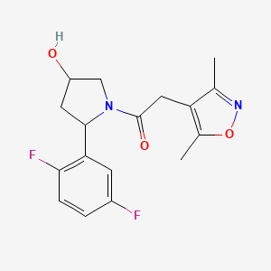 molecular formula C17H18F2N2O3 B6637604 1-[2-(2,5-Difluorophenyl)-4-hydroxypyrrolidin-1-yl]-2-(3,5-dimethyl-1,2-oxazol-4-yl)ethanone 
