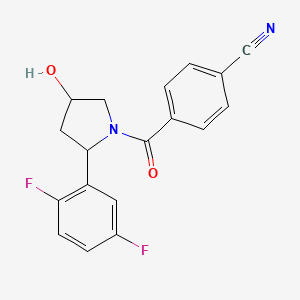 molecular formula C18H14F2N2O2 B6637626 4-[2-(2,5-Difluorophenyl)-4-hydroxypyrrolidine-1-carbonyl]benzonitrile 
