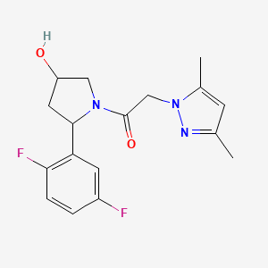molecular formula C17H19F2N3O2 B6637631 1-[2-(2,5-Difluorophenyl)-4-hydroxypyrrolidin-1-yl]-2-(3,5-dimethylpyrazol-1-yl)ethanone 