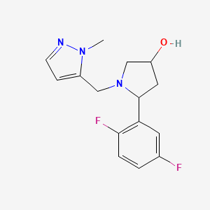 molecular formula C15H17F2N3O B6637657 5-(2,5-Difluorophenyl)-1-[(2-methylpyrazol-3-yl)methyl]pyrrolidin-3-ol 
