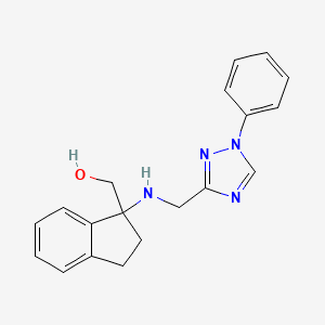 molecular formula C19H20N4O B6637704 [1-[(1-Phenyl-1,2,4-triazol-3-yl)methylamino]-2,3-dihydroinden-1-yl]methanol 