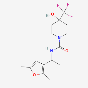 molecular formula C15H21F3N2O3 B6637806 N-[1-(2,5-dimethylfuran-3-yl)ethyl]-4-hydroxy-4-(trifluoromethyl)piperidine-1-carboxamide 