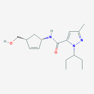 molecular formula C16H25N3O2 B6637826 N-[(1S,4R)-4-(hydroxymethyl)cyclopent-2-en-1-yl]-5-methyl-2-pentan-3-ylpyrazole-3-carboxamide 