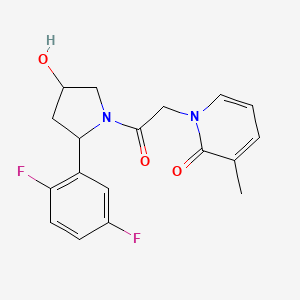 molecular formula C18H18F2N2O3 B6637858 1-[2-[2-(2,5-Difluorophenyl)-4-hydroxypyrrolidin-1-yl]-2-oxoethyl]-3-methylpyridin-2-one 