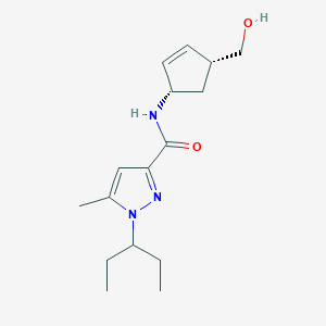 molecular formula C16H25N3O2 B6637865 N-[(1S,4R)-4-(hydroxymethyl)cyclopent-2-en-1-yl]-5-methyl-1-pentan-3-ylpyrazole-3-carboxamide 