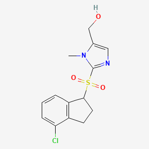 molecular formula C14H15ClN2O3S B6637871 [2-[(4-chloro-2,3-dihydro-1H-inden-1-yl)sulfonyl]-3-methylimidazol-4-yl]methanol 