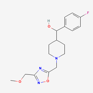 molecular formula C17H22FN3O3 B6637919 (4-Fluorophenyl)-[1-[[3-(methoxymethyl)-1,2,4-oxadiazol-5-yl]methyl]piperidin-4-yl]methanol 