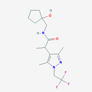 molecular formula C16H24F3N3O2 B6637937 2-[3,5-dimethyl-1-(2,2,2-trifluoroethyl)pyrazol-4-yl]-N-[(1-hydroxycyclopentyl)methyl]propanamide 