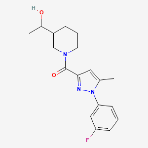 molecular formula C18H22FN3O2 B6637963 [1-(3-Fluorophenyl)-5-methylpyrazol-3-yl]-[3-(1-hydroxyethyl)piperidin-1-yl]methanone 