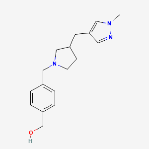 molecular formula C17H23N3O B6638008 [4-[[3-[(1-Methylpyrazol-4-yl)methyl]pyrrolidin-1-yl]methyl]phenyl]methanol 