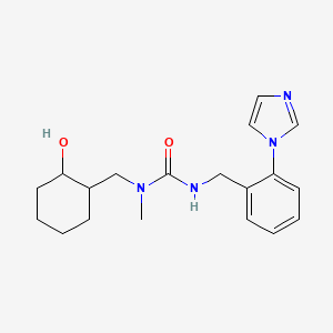 molecular formula C19H26N4O2 B6638028 1-[(2-Hydroxycyclohexyl)methyl]-3-[(2-imidazol-1-ylphenyl)methyl]-1-methylurea 