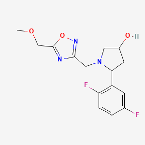 molecular formula C15H17F2N3O3 B6638067 5-(2,5-Difluorophenyl)-1-[[5-(methoxymethyl)-1,2,4-oxadiazol-3-yl]methyl]pyrrolidin-3-ol 