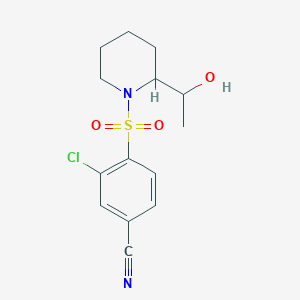 3-Chloro-4-[2-(1-hydroxyethyl)piperidin-1-yl]sulfonylbenzonitrile