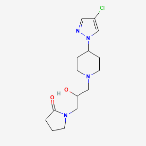 molecular formula C15H23ClN4O2 B6638103 1-[3-[4-(4-Chloropyrazol-1-yl)piperidin-1-yl]-2-hydroxypropyl]pyrrolidin-2-one 