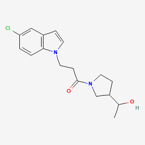 molecular formula C17H21ClN2O2 B6638123 3-(5-Chloroindol-1-yl)-1-[3-(1-hydroxyethyl)pyrrolidin-1-yl]propan-1-one 