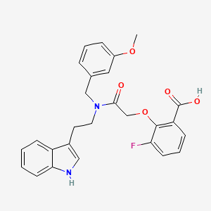 3-fluoro-2-[2-[2-(1H-indol-3-yl)ethyl-[(3-methoxyphenyl)methyl]amino]-2-oxoethoxy]benzoic acid