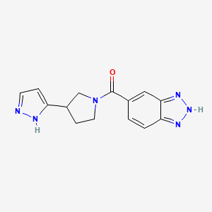 molecular formula C14H14N6O B6638170 2H-benzotriazol-5-yl-[3-(1H-pyrazol-5-yl)pyrrolidin-1-yl]methanone 