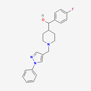 molecular formula C22H24FN3O B6638231 (4-Fluorophenyl)-[1-[(1-phenylpyrazol-4-yl)methyl]piperidin-4-yl]methanol 