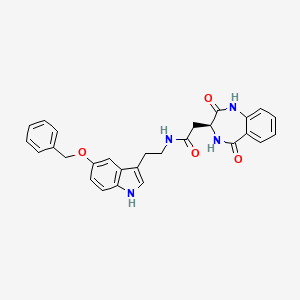 molecular formula C28H26N4O4 B6638262 (S)-N-(2-(5-(benzyloxy)-1H-indol-3-yl)ethyl)-2-(2,5-dioxo-2,3,4,5-tetrahydro-1H-benzo[e][1,4]diazepin-3-yl)acetamide 