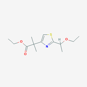 molecular formula C13H21NO3S B6638325 Ethyl 2-[2-(1-ethoxyethyl)-1,3-thiazol-4-yl]-2-methylpropanoate 