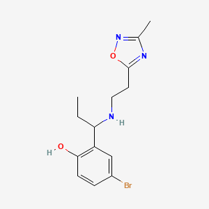 molecular formula C14H18BrN3O2 B6638416 4-Bromo-2-[1-[2-(3-methyl-1,2,4-oxadiazol-5-yl)ethylamino]propyl]phenol 