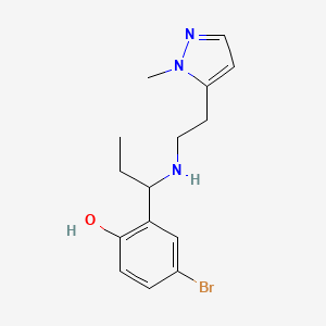 molecular formula C15H20BrN3O B6638424 4-Bromo-2-[1-[2-(2-methylpyrazol-3-yl)ethylamino]propyl]phenol 