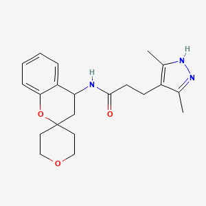 molecular formula C21H27N3O3 B6638500 3-(3,5-dimethyl-1H-pyrazol-4-yl)-N-spiro[3,4-dihydrochromene-2,4'-oxane]-4-ylpropanamide 