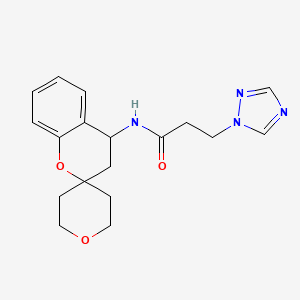 molecular formula C18H22N4O3 B6638507 N-spiro[3,4-dihydrochromene-2,4'-oxane]-4-yl-3-(1,2,4-triazol-1-yl)propanamide 