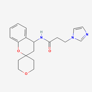 molecular formula C19H23N3O3 B6638511 3-imidazol-1-yl-N-spiro[3,4-dihydrochromene-2,4'-oxane]-4-ylpropanamide 