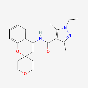 molecular formula C21H27N3O3 B6638512 1-ethyl-3,5-dimethyl-N-spiro[3,4-dihydrochromene-2,4'-oxane]-4-ylpyrazole-4-carboxamide 