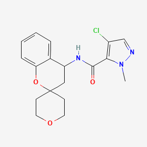 molecular formula C18H20ClN3O3 B6638519 4-chloro-2-methyl-N-spiro[3,4-dihydrochromene-2,4'-oxane]-4-ylpyrazole-3-carboxamide 