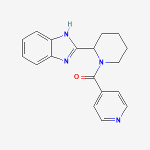 molecular formula C18H18N4O B6638587 [2-(1H-benzimidazol-2-yl)piperidin-1-yl](pyridin-4-yl)methanone 