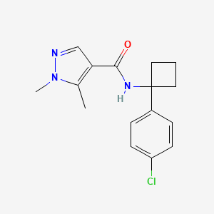 molecular formula C16H18ClN3O B6638605 N-[1-(4-chlorophenyl)cyclobutyl]-1,5-dimethylpyrazole-4-carboxamide 