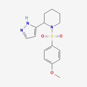 molecular formula C15H19N3O3S B6638617 1-(4-methoxyphenyl)sulfonyl-2-(1H-pyrazol-5-yl)piperidine 